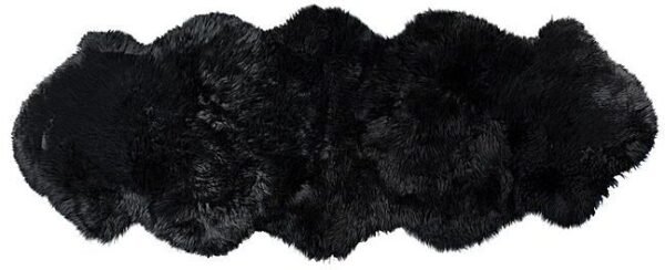 Large Double Pelt Black Sheepskin Rug Fur 2 X 6 - Image 3