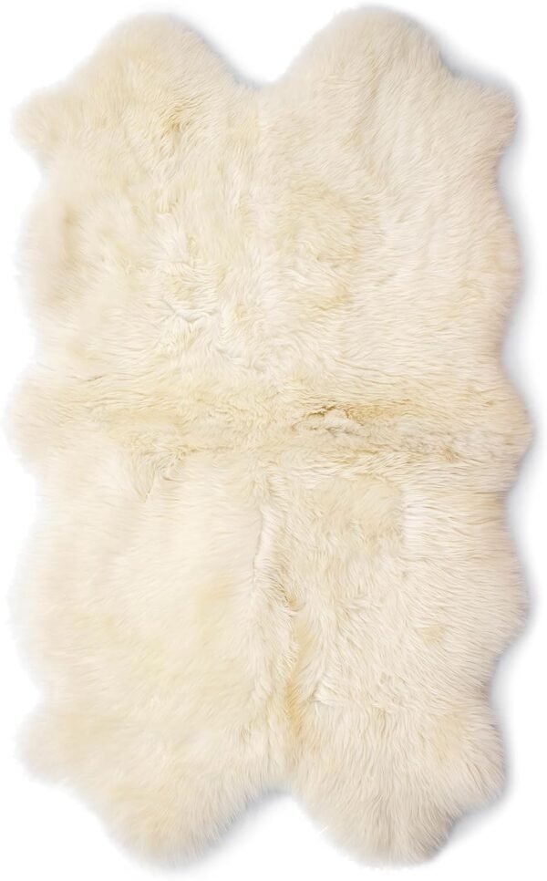 Genuine Sheepskin Rug Ivory White Large Quad 3ft x 5.5ft Sheep Door Mat Carpet Area Rug Runner - Image 2