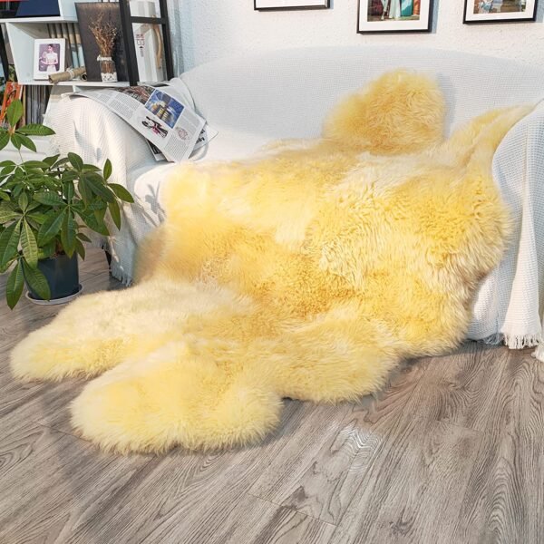 Quad Sheepskin Rug Large Sheep Skin 4 Pelt – Soft Champagne Fur