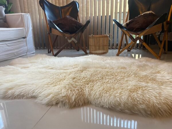 Genuine Sheepskin Rug Ivory White Large Quad 3ft x 5.5ft Sheep Door Mat Carpet Area Rug Runner - Image 4