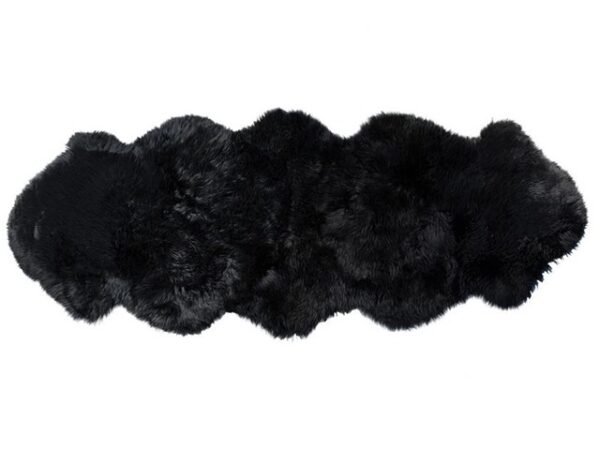 Large Double Pelt Black Sheepskin Rug Fur 2 X 6 - Image 6