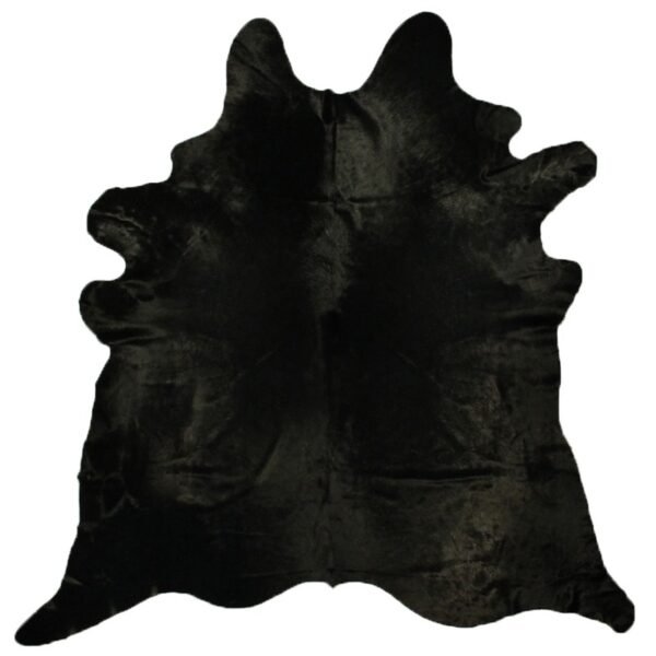 Solid Black Natural Cowhide Rug