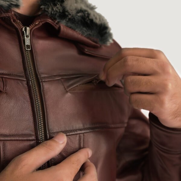 Fur Brown Leather Jacket for Men - Stylish and Warm Outerwear Choice - Image 3