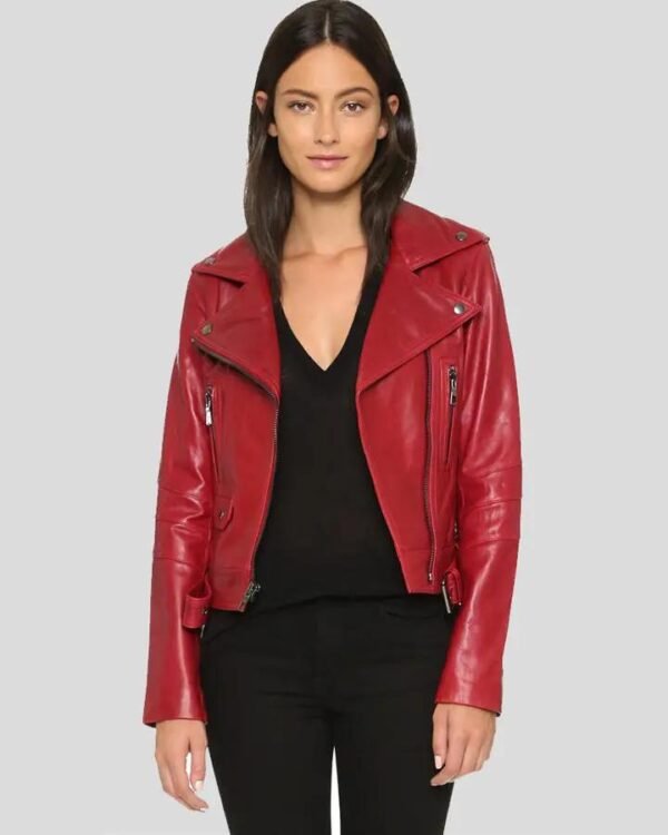 Red Biker Jacket for Females - Stylish and Bold Riding Attire