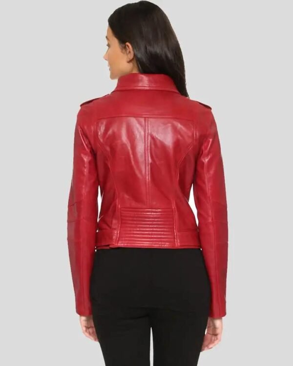 Red Biker Jacket for Females - Stylish and Bold Riding Attire - Image 3