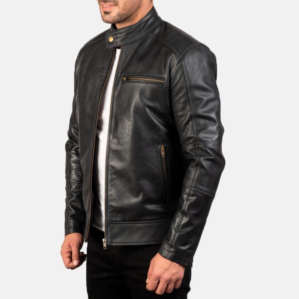 Black Biker Jacket for Men - Classic Style with Edgy Appeal - Image 2