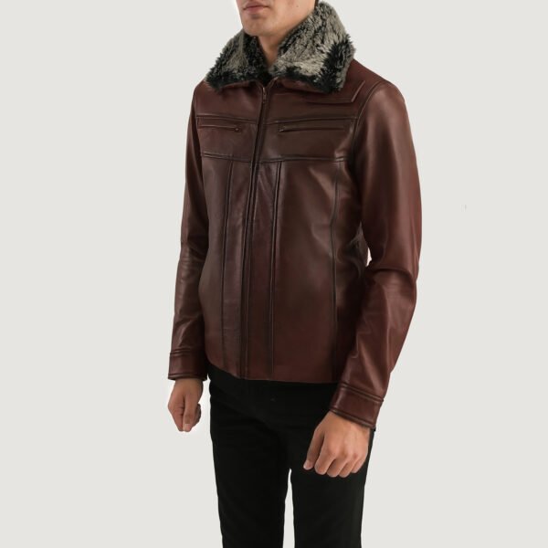 Fur Brown Leather Jacket for Men - Stylish and Warm Outerwear Choice - Image 2