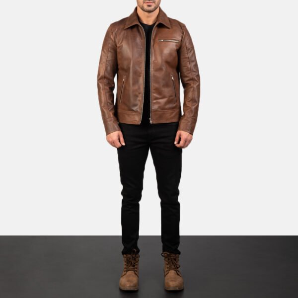 Pure Brown Leather Jacket for Men - Classic and Sophisticated Style