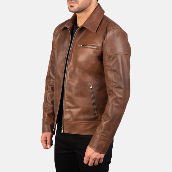 Pure Brown Leather Jacket for Men - Classic and Sophisticated Style - Image 2