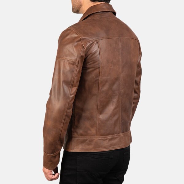 Pure Brown Leather Jacket for Men - Classic and Sophisticated Style - Image 5