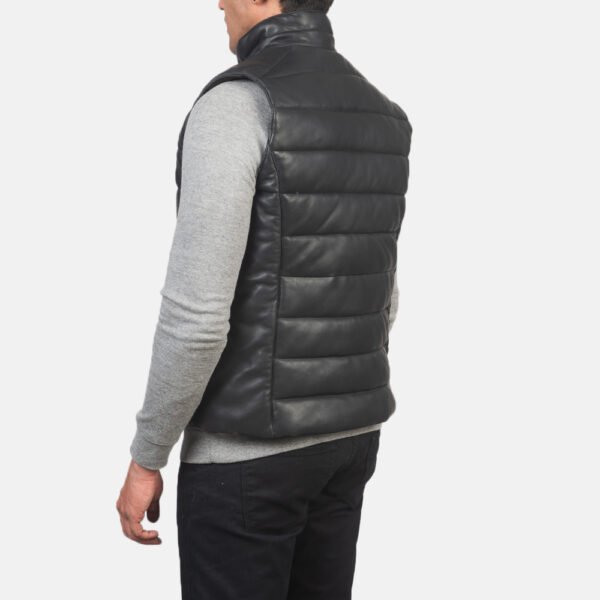 Stylish and Functional Winter Outerwear Leather Puffer Vest for Men - Image 5