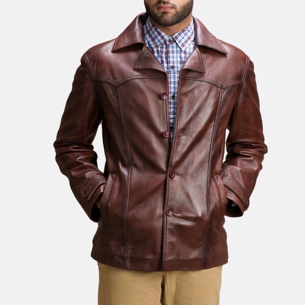 Brown Leather Biker Jacket for Men - Classic Style for the Modern Rider - Image 2