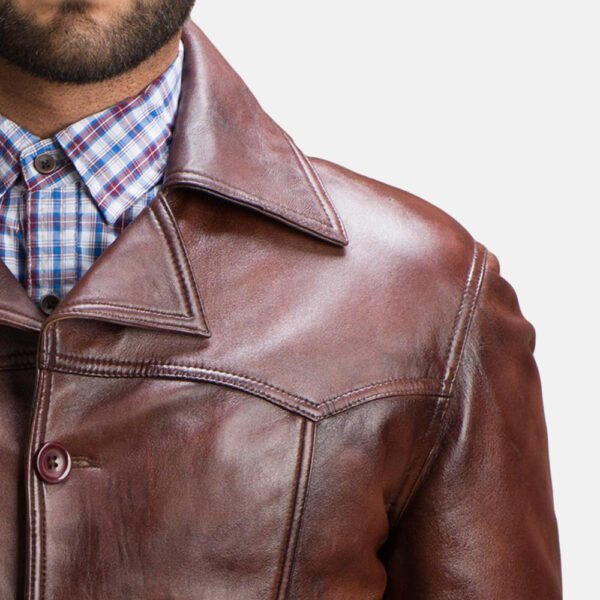 Brown Leather Biker Jacket for Men - Classic Style for the Modern Rider - Image 3