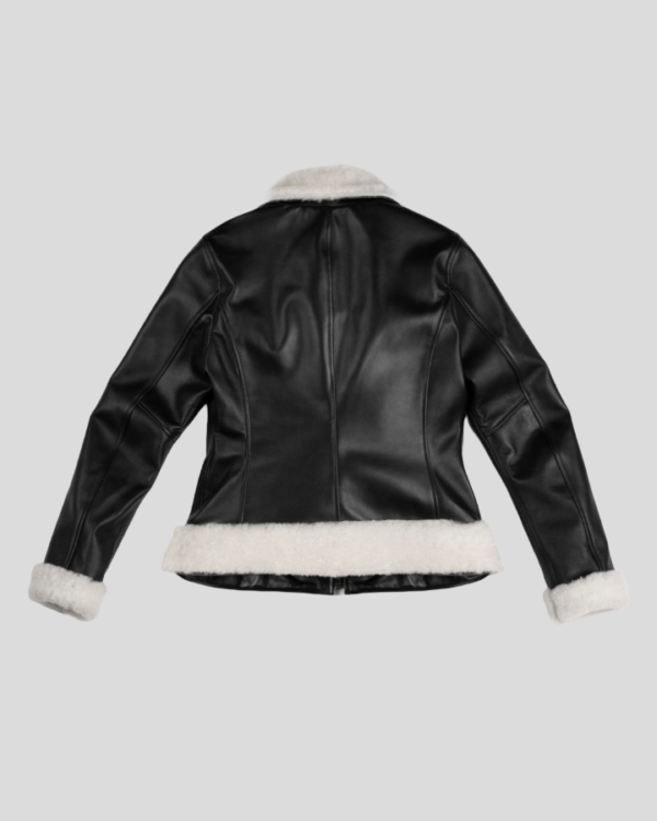 Women's Black Flight Leather Jacket - Classic Style with Aviator Appeal - Image 2