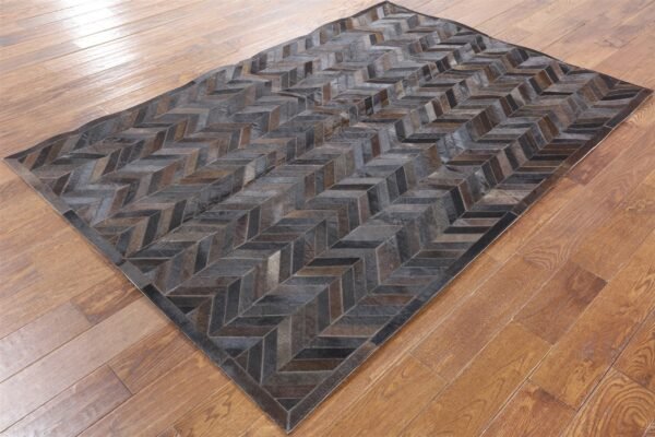 Handmade Cowhide Patchwork Rug Natural Chocolate Brown cowhide Leather Rug - Image 2