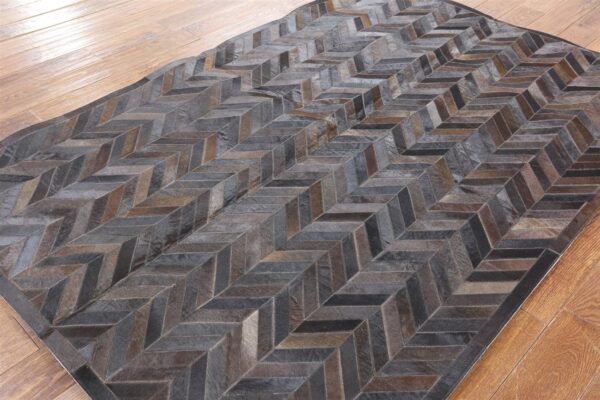 Handmade Cowhide Patchwork Rug Natural Chocolate Brown cowhide Leather Rug