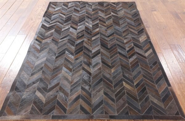 Handmade Cowhide Patchwork Rug Natural Chocolate Brown cowhide Leather Rug - Image 4