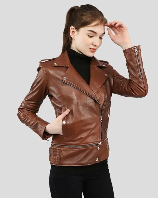 Brown Biker Leather Jacket