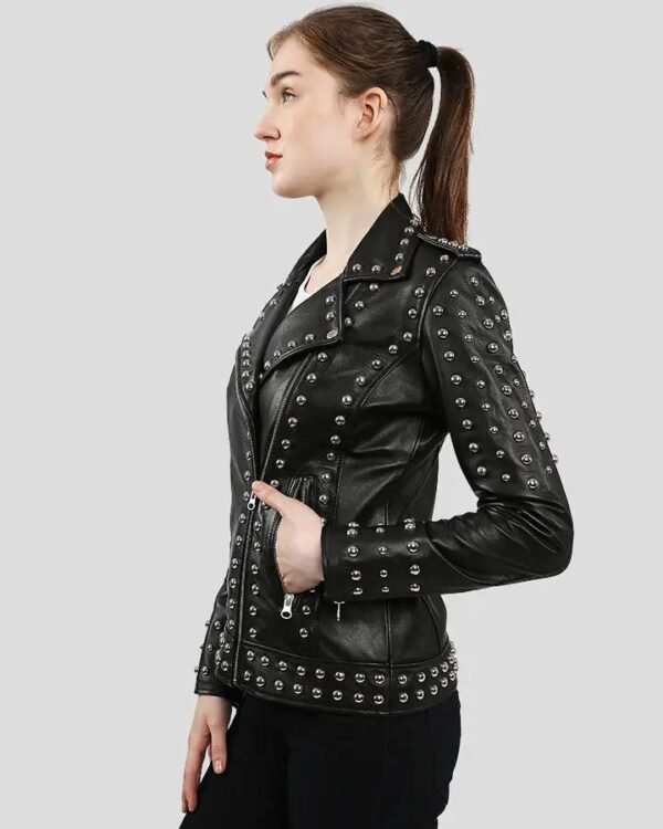 Classic Black Women's Leather Jacket - Timeless Style - Image 2