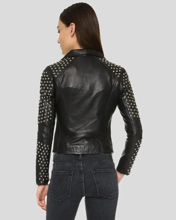 Women's Black Studded Leather Jacket - Stylish and Edgy Outerwear - Image 2