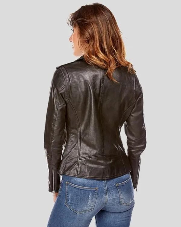 Women's Biker Leather Jacket - Stylish and Rugged - Image 2