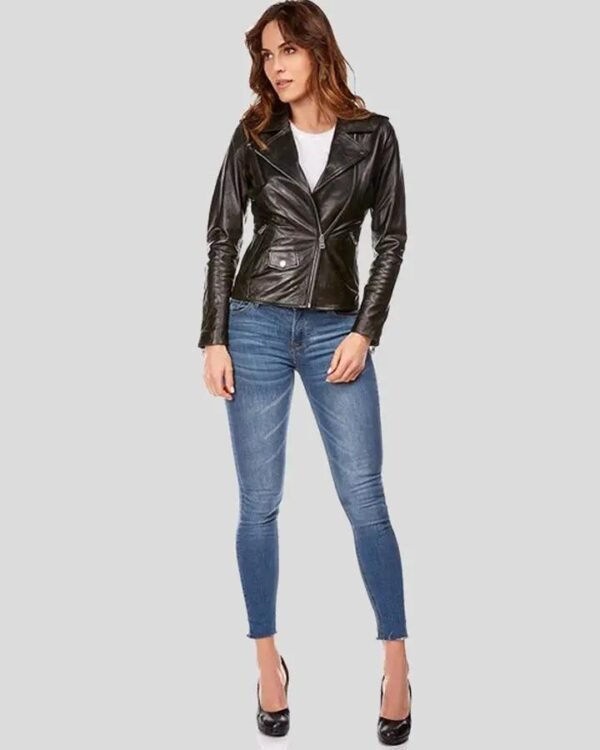 Women's Biker Leather Jacket - Stylish and Rugged - Image 3