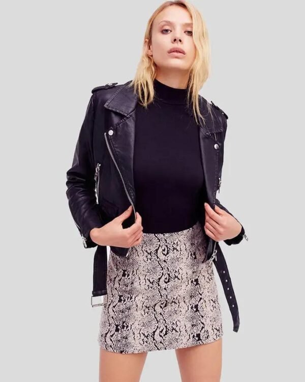 Black Biker Jacket for Women - Classic Leather Style with Edgy Appeal