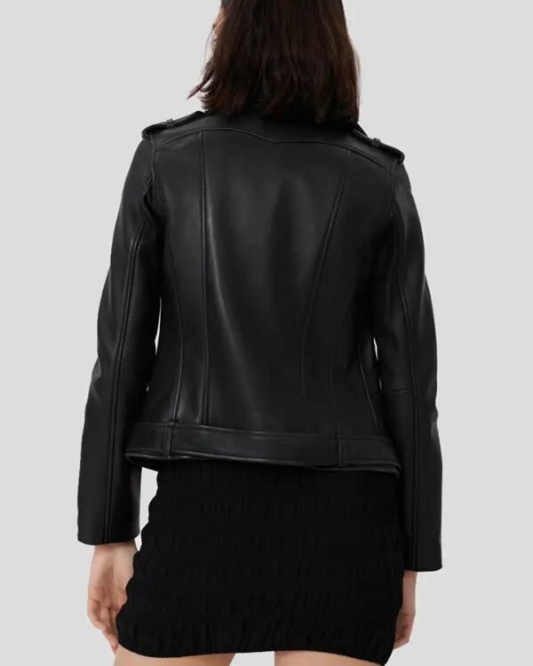 Classic Leather Style for Trendy Riders - Women's Biker Jacket - Image 3