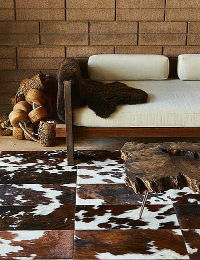 Tricolor Patchwork Cowhide Rug - Image 5